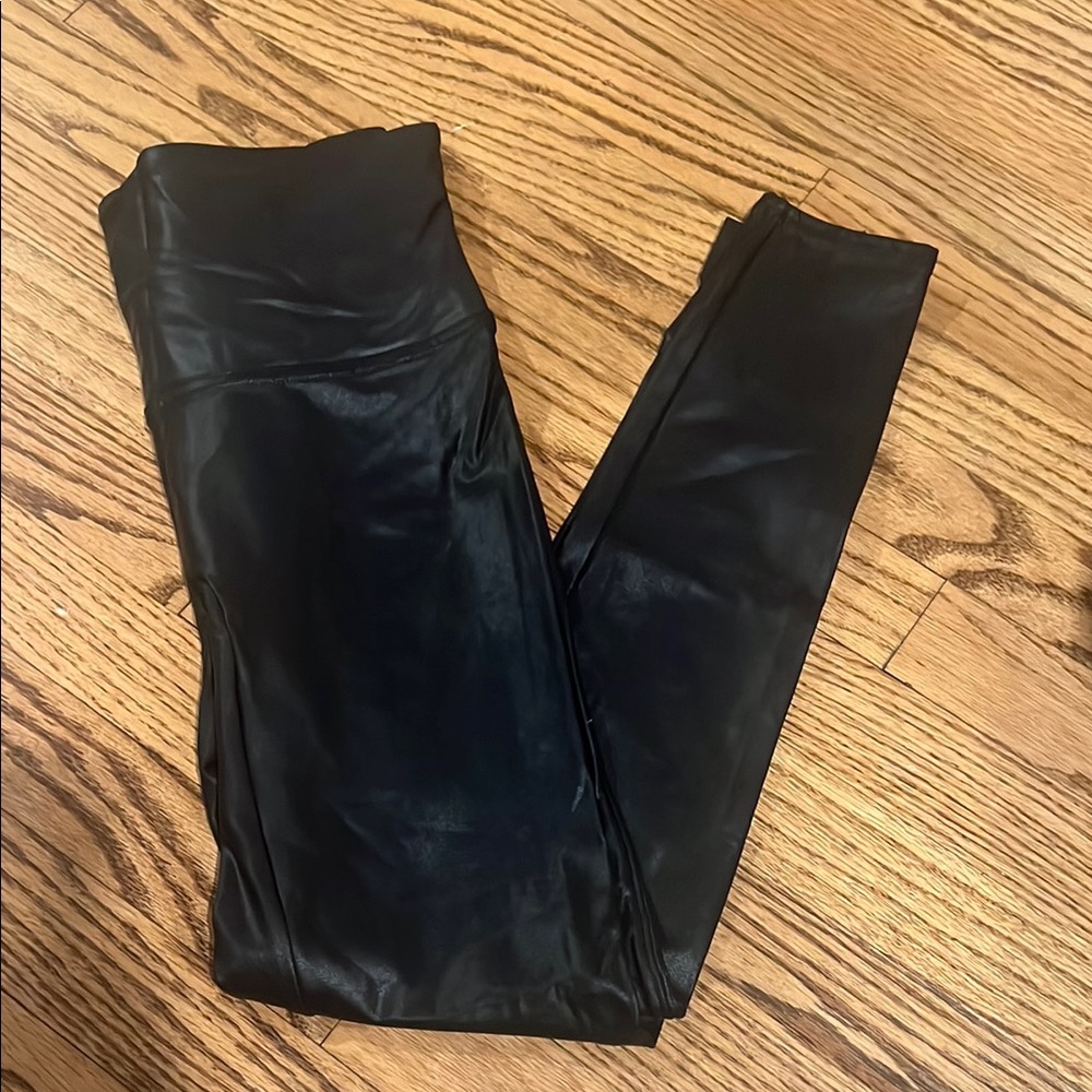 Spanx Black Faux Leather Leggings size L